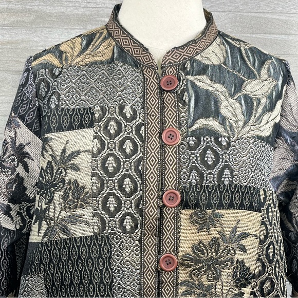 TUDOR COURT (By Haband) Vintage 70's-80's Button Down Tapestry Jacket-Large - Picture 2 of 5